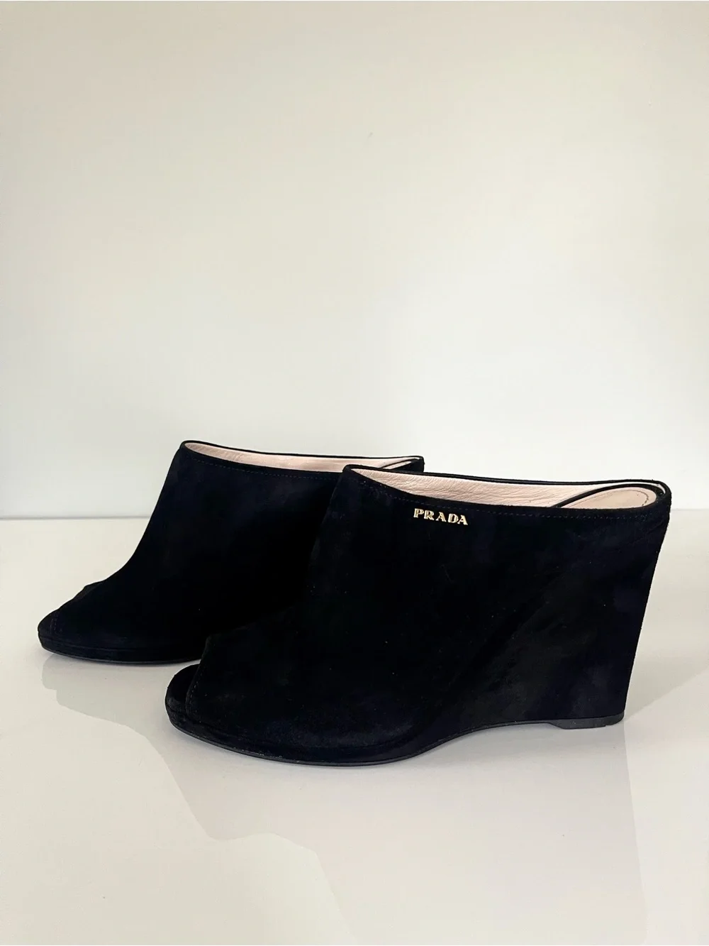 AUTHENTIC PRADA 90’s WEDGE MULES